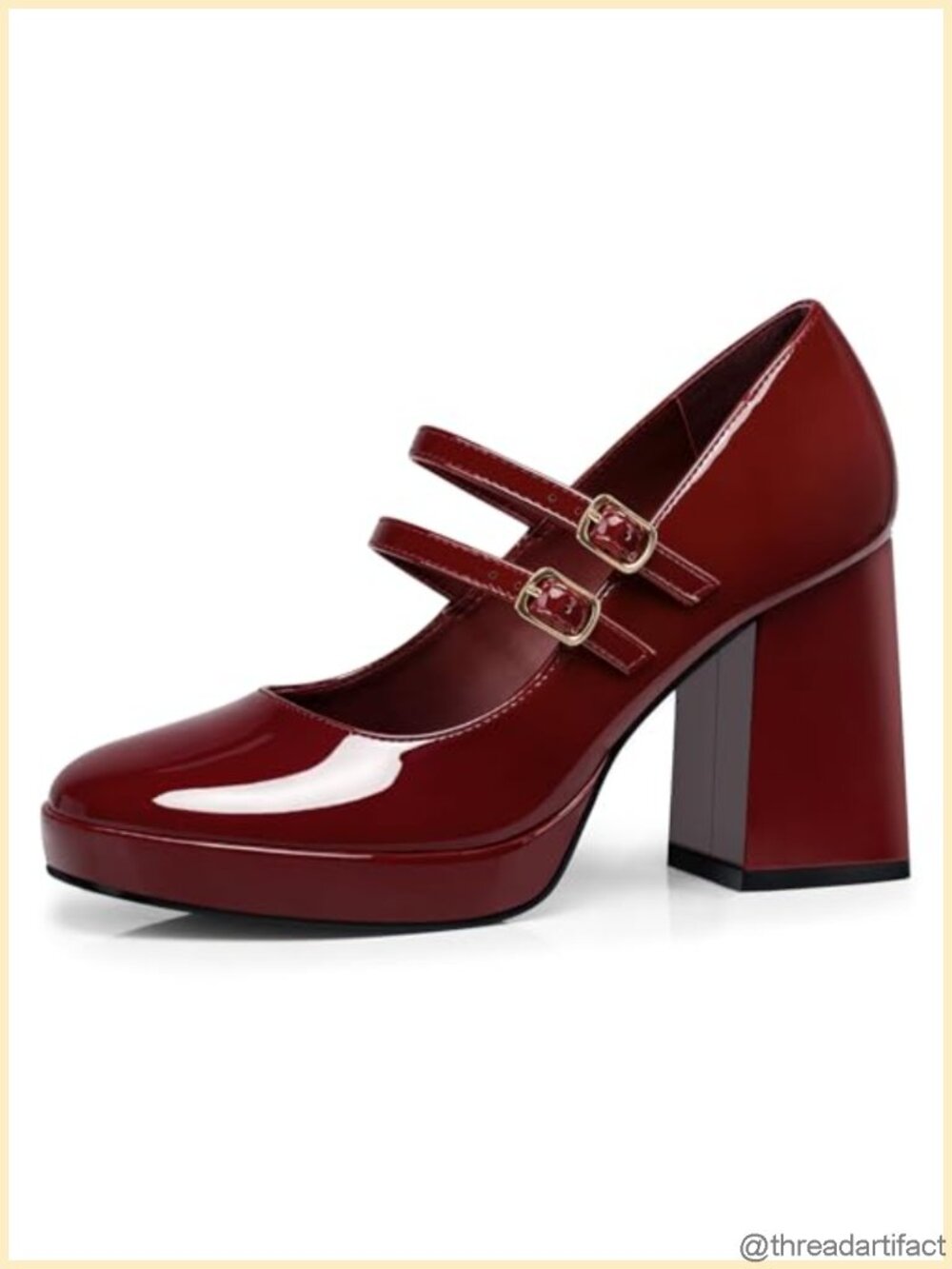 Women's Mary Jane Chunky Heel Pumps Faux Leather Comfortable Dress Shoes